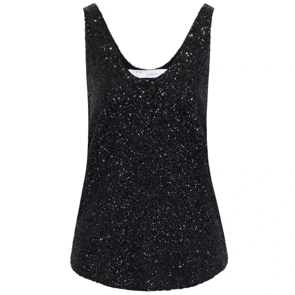 NEW IRO BLACK SLEEVELESS SEQUIN TOP - Picture 7 of 8